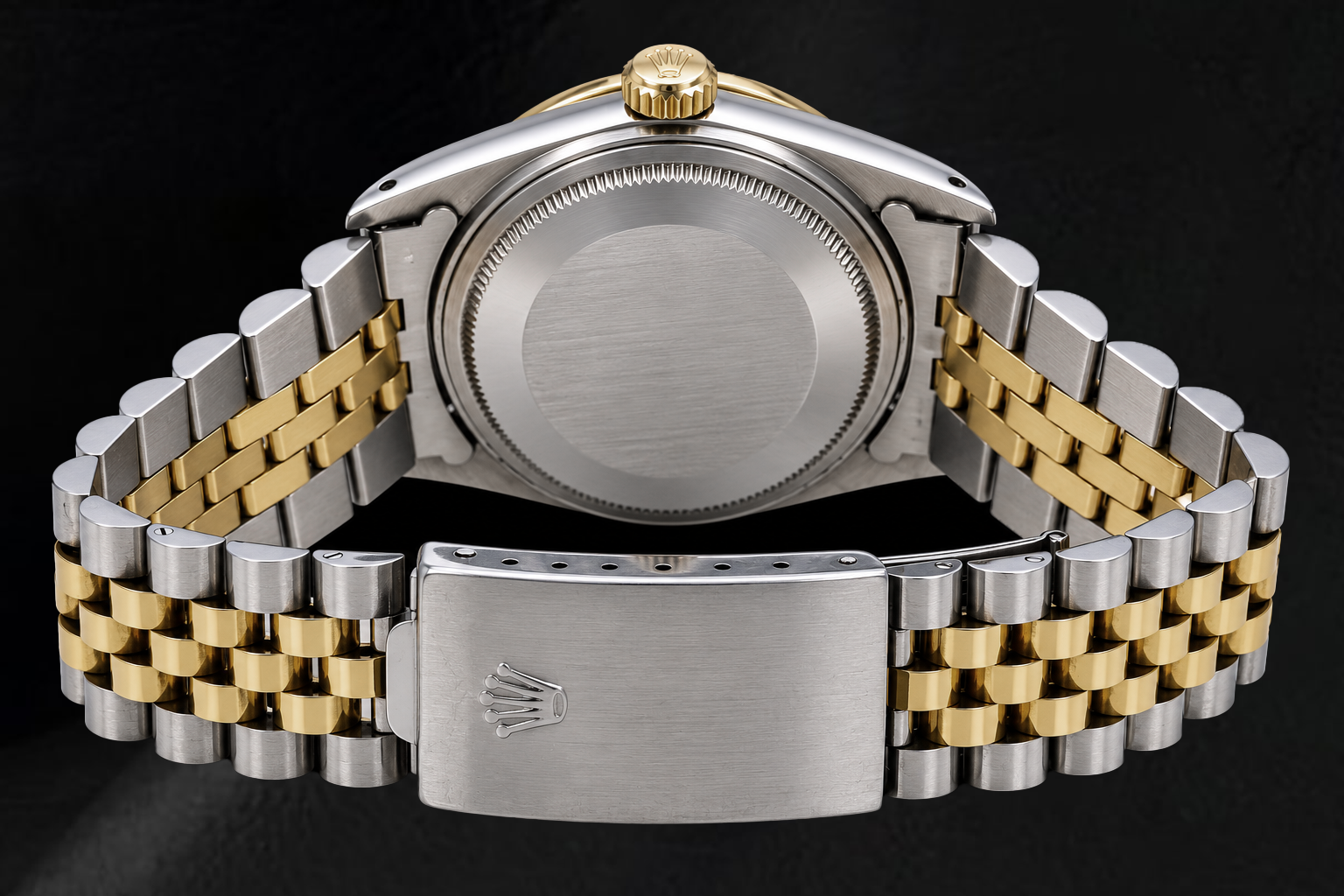 Rolex Datejust 16013 36mm Black Roman Diamond Dial Two Tone Watch