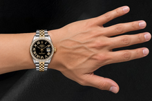 Rolex Datejust 16013 36mm Black Roman Diamond Dial Two Tone Watch