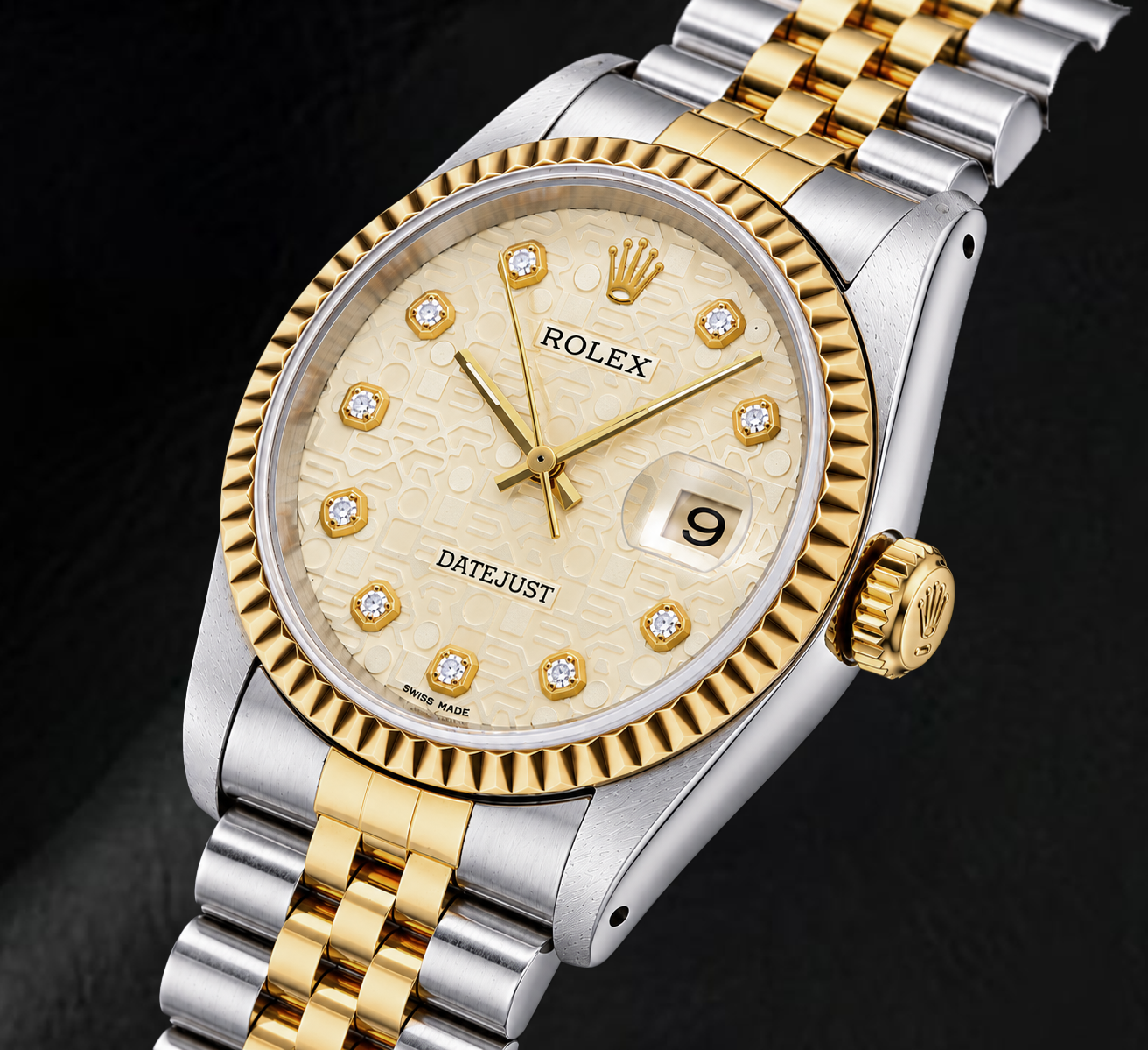 Rolex Datejust 16013 36mm Champagne Jubilee Diamond Dial Two Tone Watch