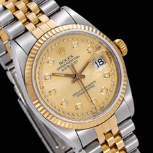 Rolex Datejust 16013 36mm Champagne String Diamond Dial Two Tone Watch