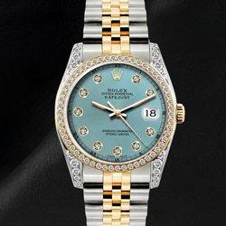 Rolex Datejust 16013 36mm Diamond Dial Diamond Bezel Watch Two Tone