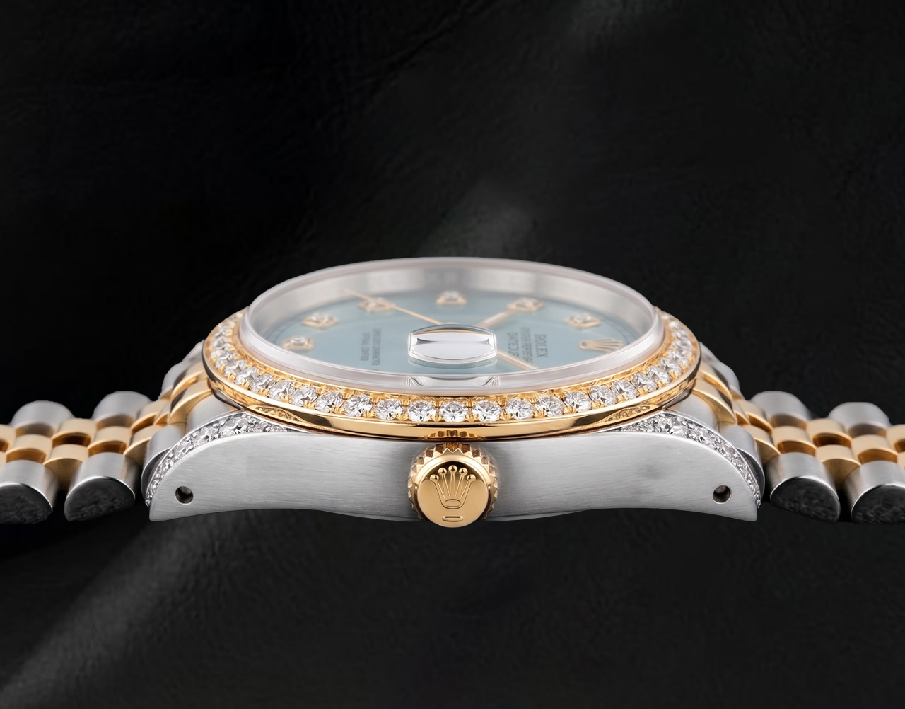 Rolex Datejust 16013 36mm Diamond Dial Diamond Bezel Watch Two Tone
