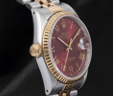 Rolex Datejust 16013 36mm Red Roman Dial Two Tone Watch