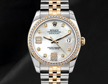 Rolex Datejust 16013 36mm White Mother of Pearl Arabic Diamond Dial Two Tone Watch