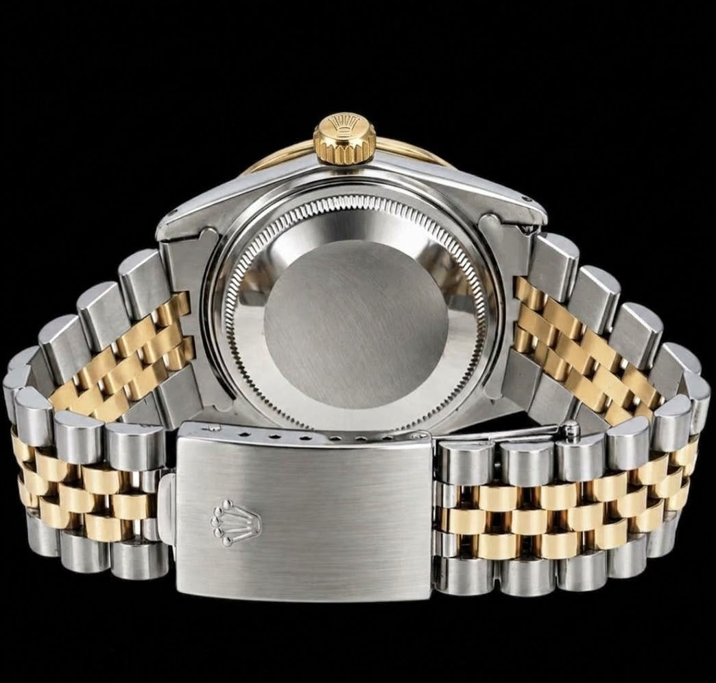 Rolex Datejust 16013 36mm White Mother of Pearl Roman Diamond Dial Two Tone Watch
