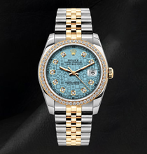 Rolex Datejust 16013 Ice Blue Diamond Dial 36mm Jubliee Bracelet Two Tone Watch