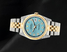 Rolex Datejust 16013 Turquoise Diamond Dial 36mm Two Tone Watch