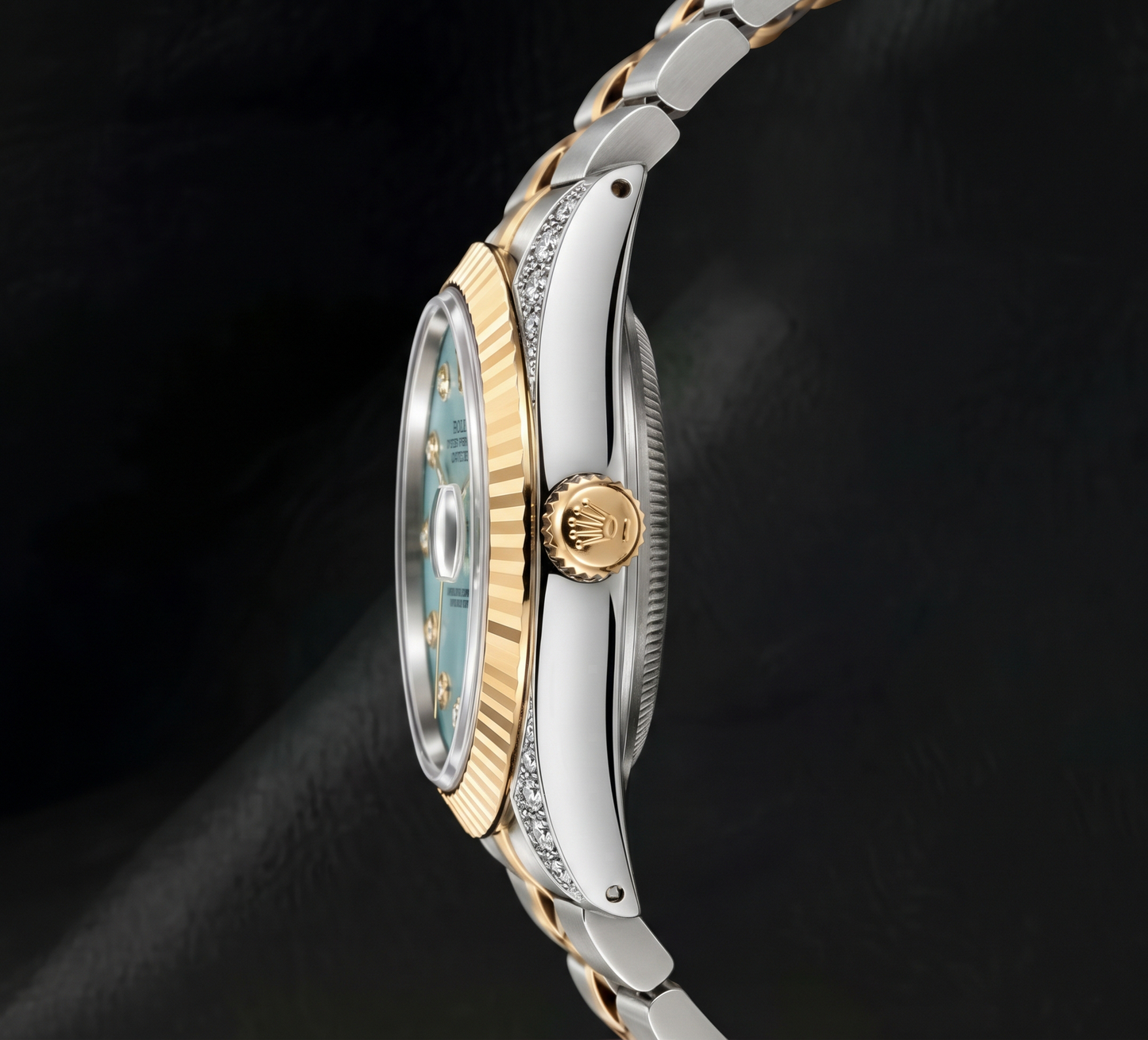Rolex Datejust 16013 Turquoise Diamond Dial 36mm Two Tone Watch