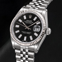 Rolex Datejust 16014 36mm Black Baguette Diamond Dial Stainless Steel Watch