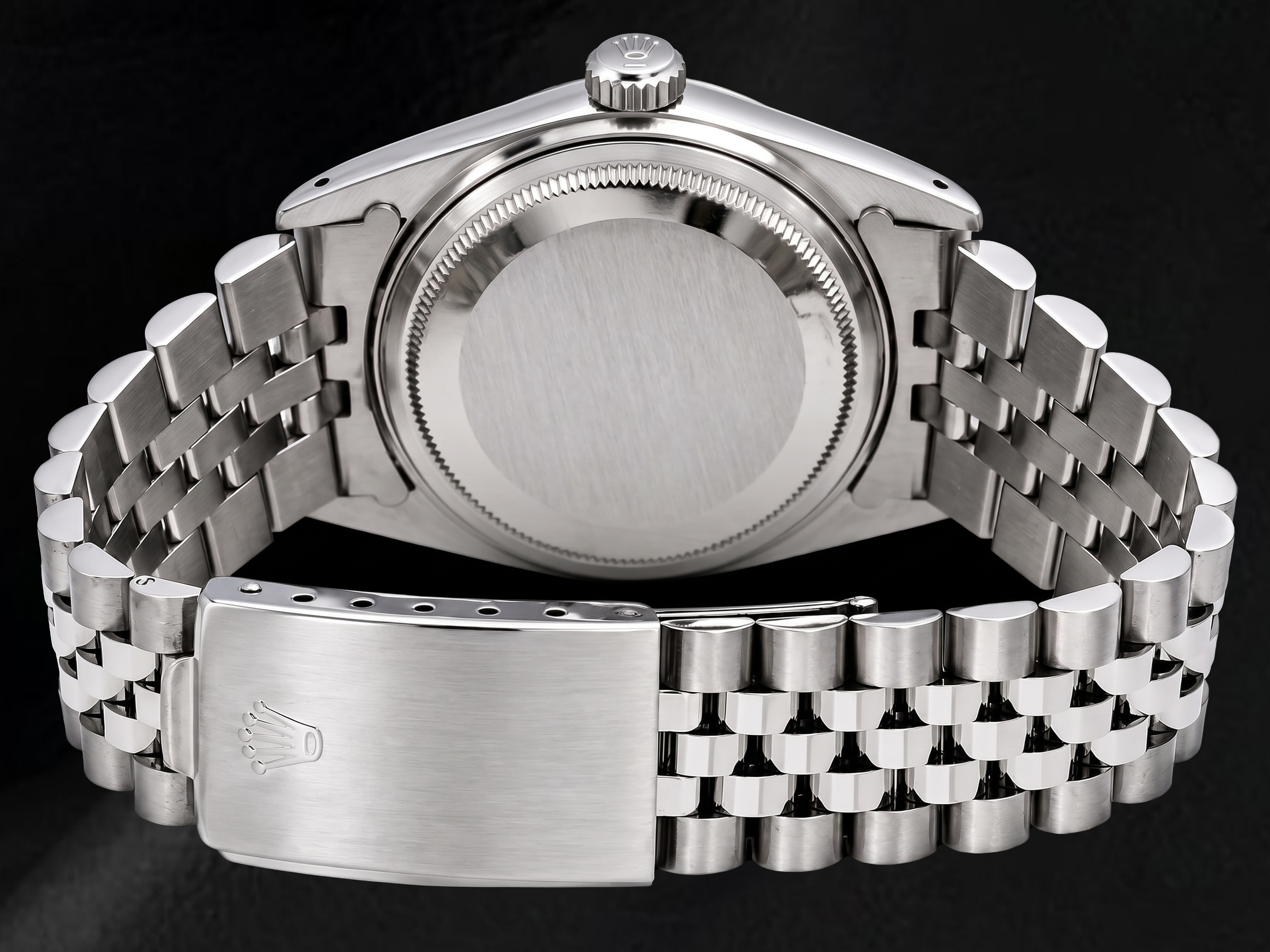 Rolex Datejust 16014 36mm Black Baguette Diamond Dial Stainless Steel Watch