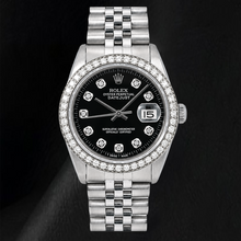 Rolex Datejust 16014 36mm Black Diamond Dial Stainless Steel Watch Jubilee Bracelet