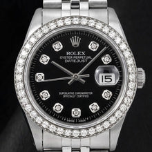 Rolex Datejust 16014 36mm Black Diamond Dial Stainless Steel Watch Jubilee Bracelet