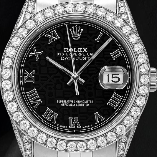 Rolex Datejust 16014 36mm Black Roman Dial Stainless Steel Watch