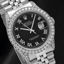 Rolex Datejust 16014 36mm Black Roman Dial Stainless Steel Watch