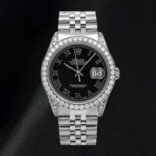 Rolex Datejust 16014 36mm Black Roman Dial Stainless Steel Watch