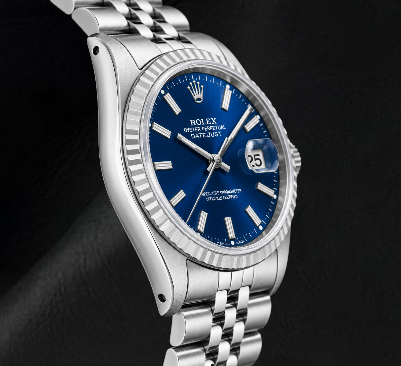 Rolex Datejust 16014 36mm Blue Stick Dial Stainless Steel Watch