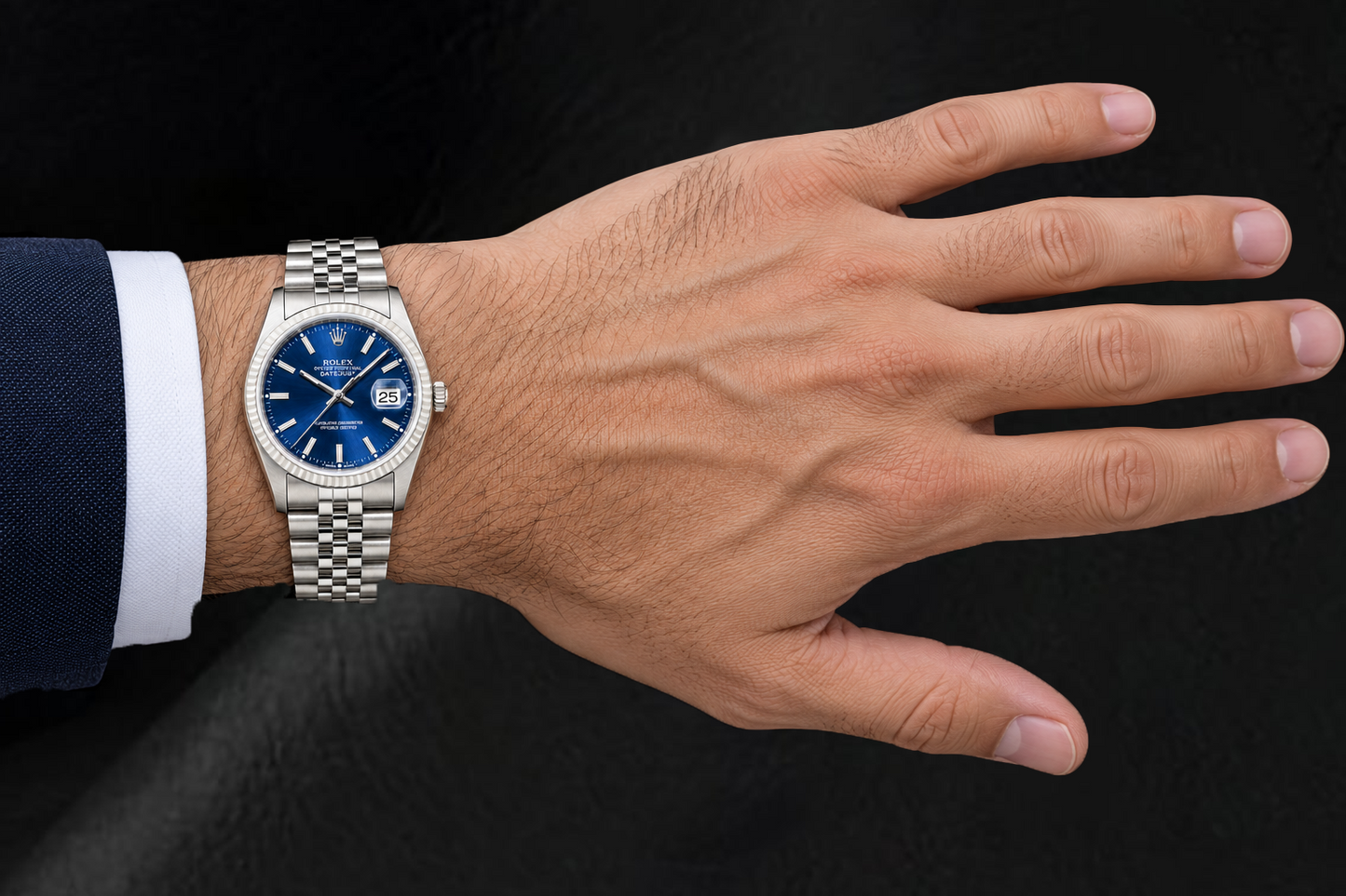 Rolex Datejust 16014 36mm Blue Stick Dial Stainless Steel Watch