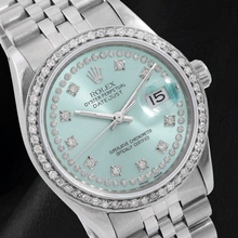 Rolex Datejust 16014 36mm Ice Blue String Diamond Dial Stainless Steel Watch