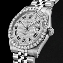 Rolex Datejust 16014 36mm Paved Diamond Roman Dial Stainless Steel