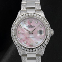 Rolex Datejust 16014 36mm Pink Mother of Pearl Diamond Dial Stainless Steel Watch