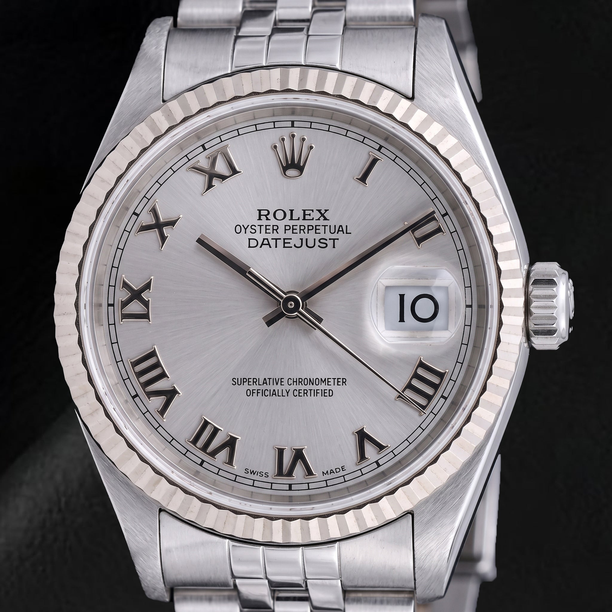 Rolex Datejust 16014 36mm Silver Roman Dial Stainless Steel Watch