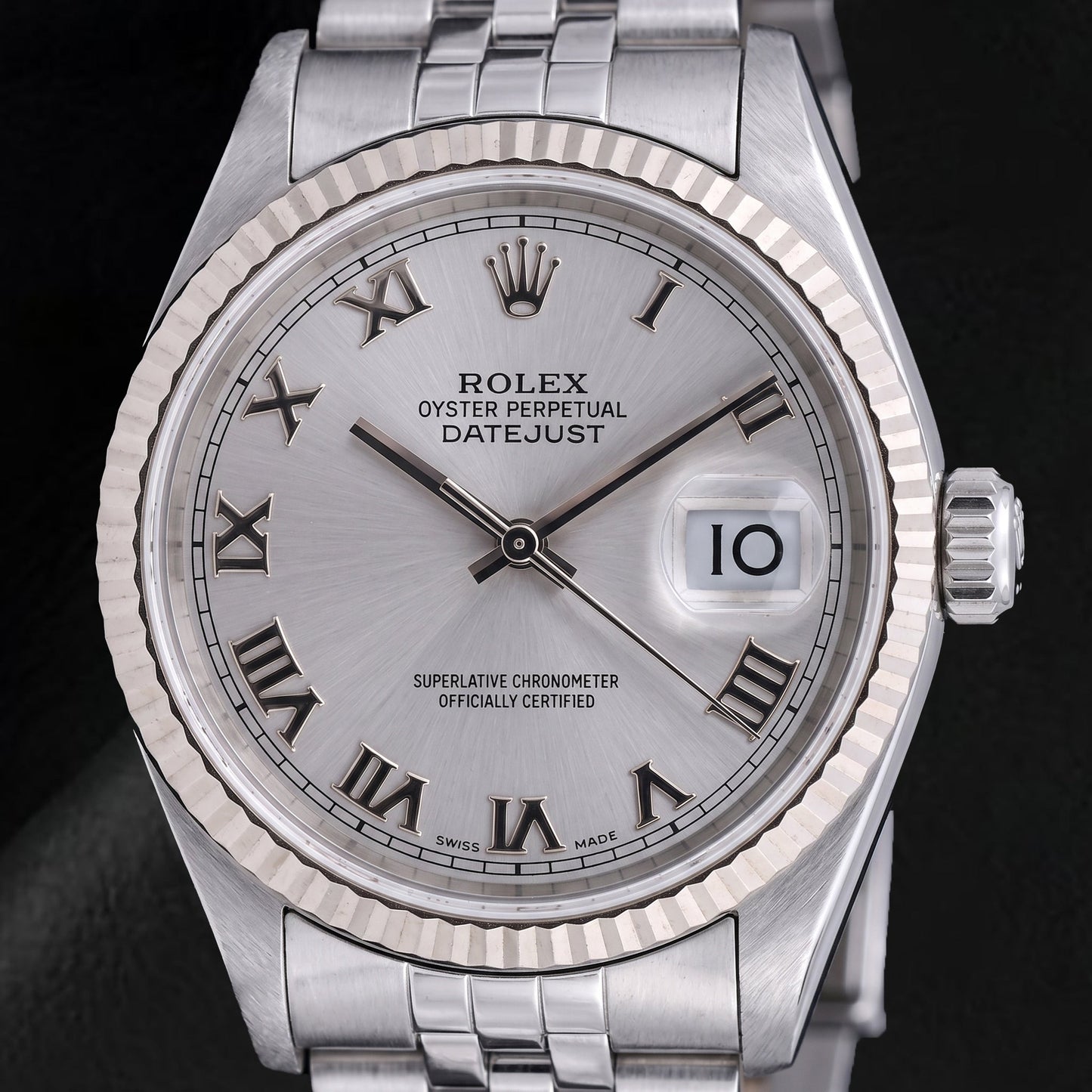 Rolex Datejust 16014 36mm Silver Roman Dial Stainless Steel Watch