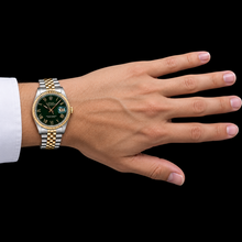 Rolex Datejust 1601 36mm Green Roman Dial Two Tone Watch