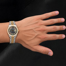 Rolex Datejust 1601 36mm Black Mother Of Pearl Diamond Dial Two Tone Watch