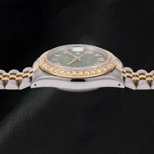Rolex Datejust 1601 36mm Black Roman Diamond Dial Two Tone Watch
