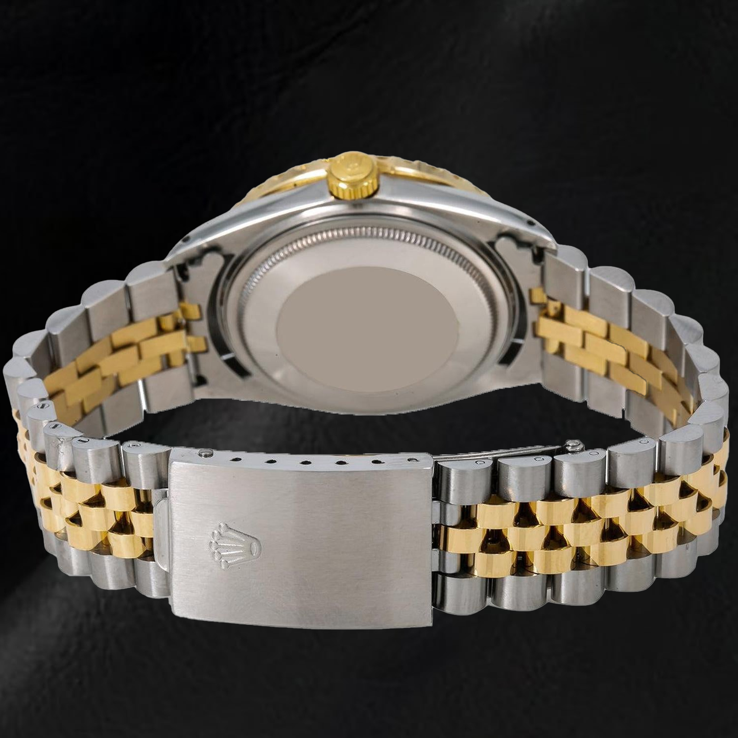 Rolex Datejust 1601 36mm Black Roman Diamond Dial Two Tone Watch