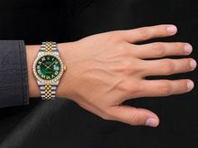 Rolex Datejust 1601 36mm Black Roman Diamond Dial Two Tone Watch