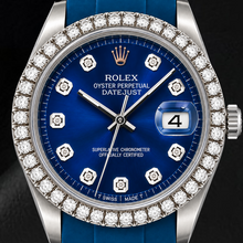 Rolex Datejust 1601 36mm Blue Diamond Dial Blue Rubber Strap Watch