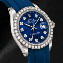 Rolex Datejust 1601 36mm Blue Diamond Dial Blue Rubber Strap Watch