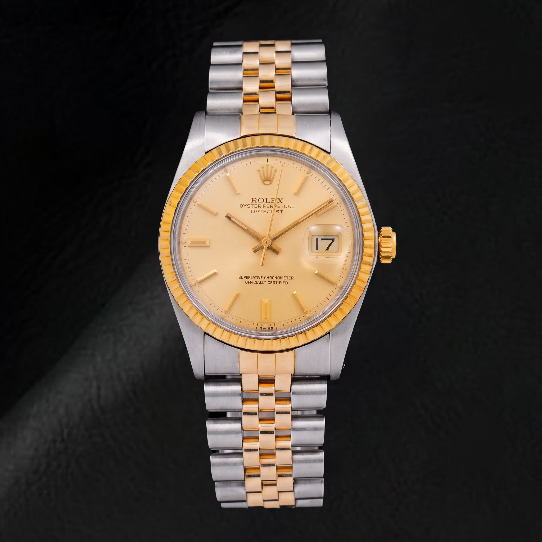 Rolex Datejust 1601 36mm Champagne Stick Dial Two Tone Watch