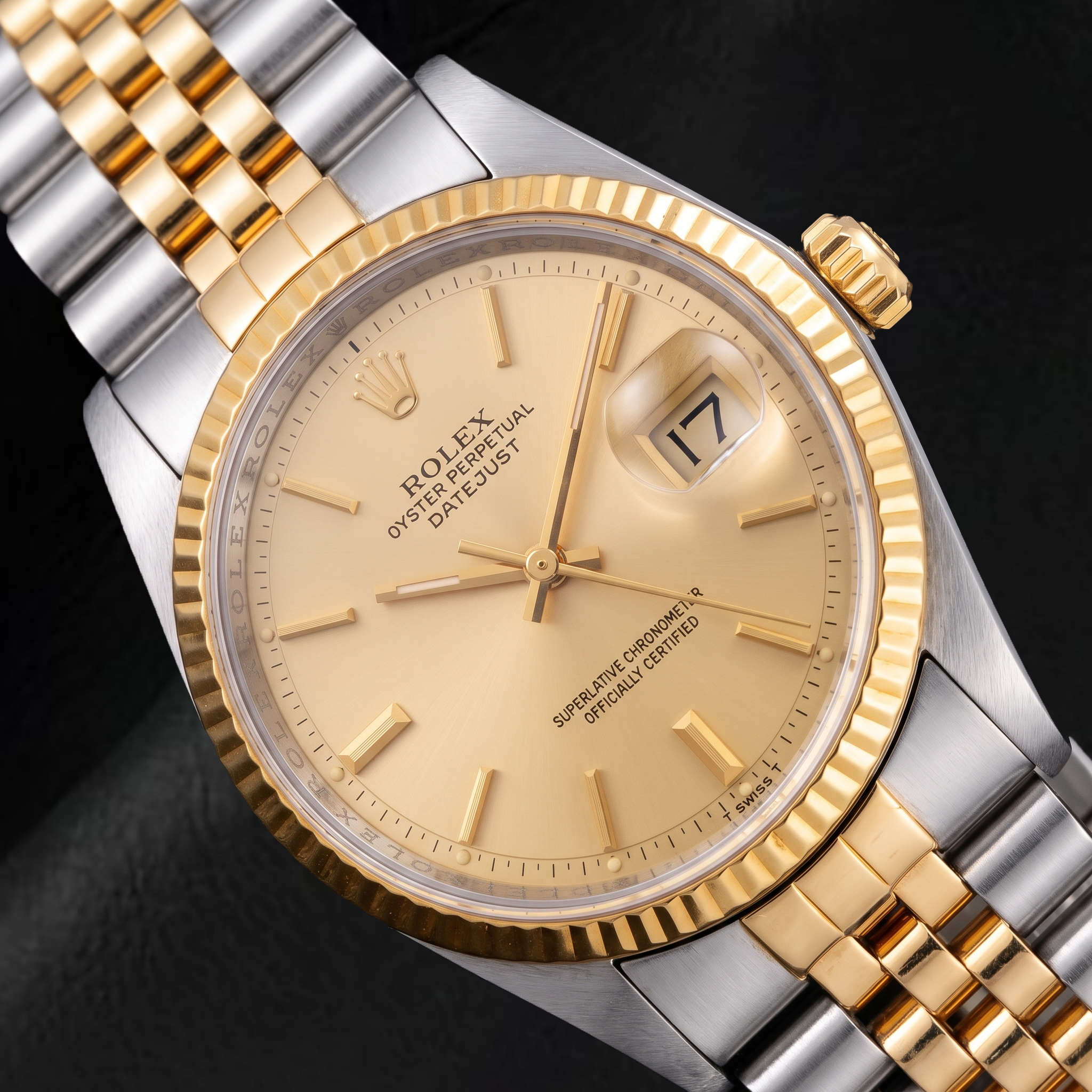 Rolex Datejust 1601 36mm Champagne Stick Dial Two Tone Watch