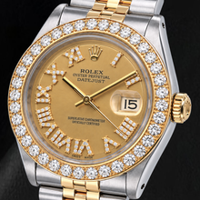 Rolex Datejust 1601 36mm Champagne Roman Diamond Dial Two Tone Watch