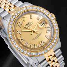Rolex Datejust 1601 36mm Champagne Roman Diamond Dial Two Tone Watch