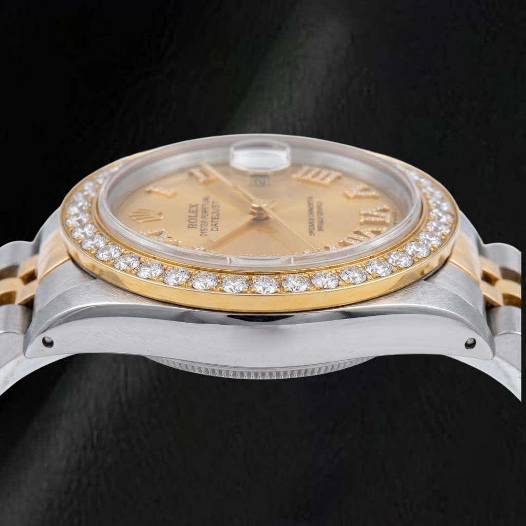 Rolex Datejust 1601 36mm Champagne Roman Diamond Dial Two Tone Watch