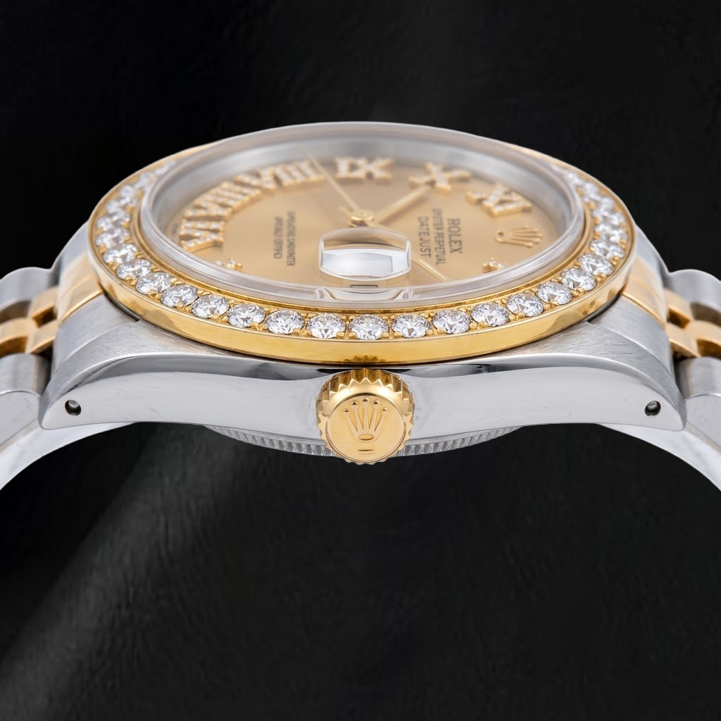 Rolex Datejust 1601 36mm Champagne Roman Diamond Dial Two Tone Watch