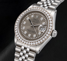 Rolex Datejust 1601 36mm Gray String Diamond Dial Stainless Steel Watch