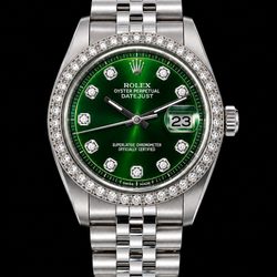 Rolex Datejust 1601 36mm Green Diamond Dial Stainless Steel Watch