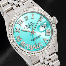 Rolex Datejust 1601 36mm Turquoise Roman Diamond Dial Stainless Steel Watch