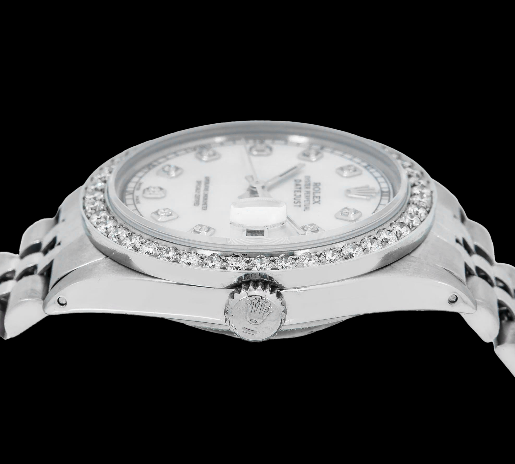 Rolex Datejust 1601 36mm White Mother of Pearl Diamond Dial Stainless Steel