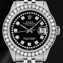 Rolex Datejust 16030 36mm Black String Diamond Dial Stainless Steel Watch