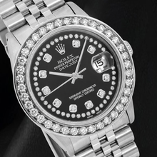 Rolex Datejust 16030 36mm Black String Diamond Dial Stainless Steel Watch