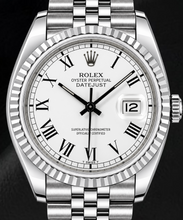 Rolex Datejust 1603 36mm White Roman Dial Stainless Steel Watch