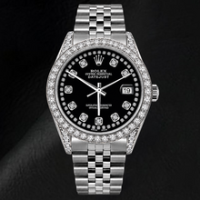 Rolex Datejust 16200 36mm Black String Diamond Dial Stainless Steel Watch