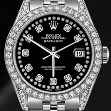 Rolex Datejust 16200 36mm Black String Diamond Dial Stainless Steel Watch
