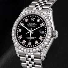 Rolex Datejust 16200 36mm Black String Diamond Dial Stainless Steel Watch