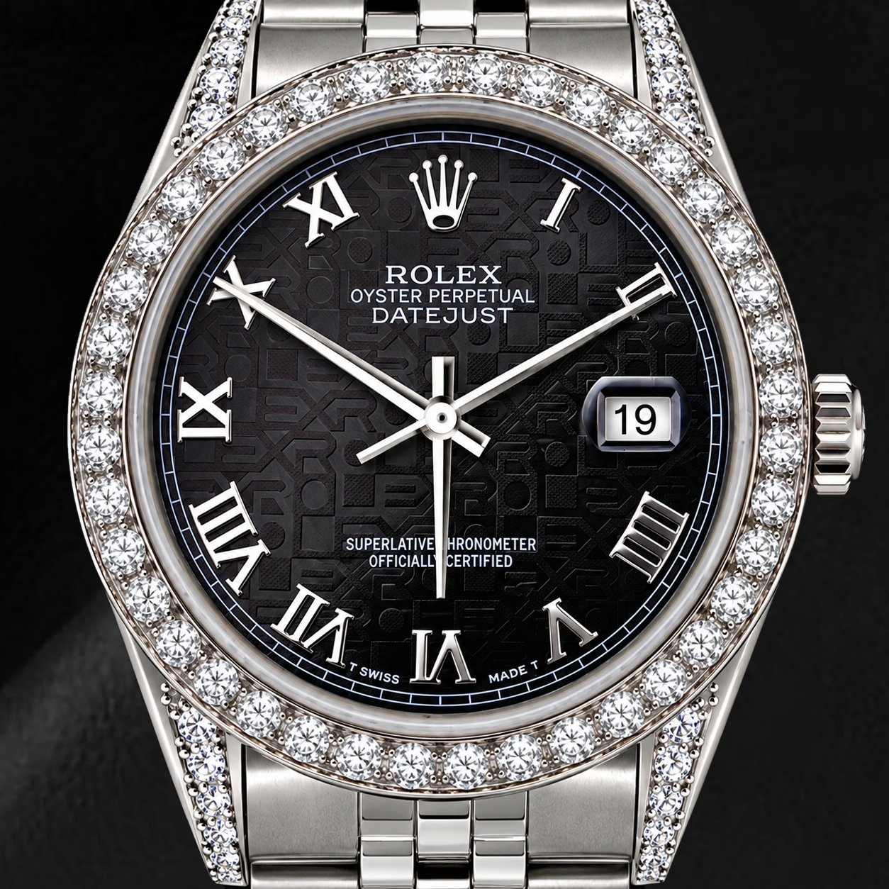 Rolex Datejust 16200 36mm Black Roman Jubilee Dial Stainless Steel Watch